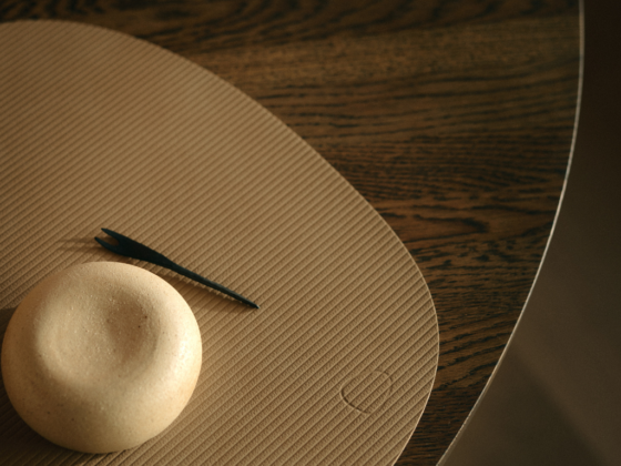 LIND DNA Corduroy recycled-leather table mat in Nougat