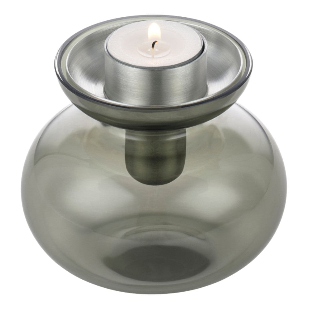 Zone Inu Vase: The Danish Mini Vase That Doubles as a Candleholder 3 Zone Inu Vase and candleholder in smoked grey with matte steel insert